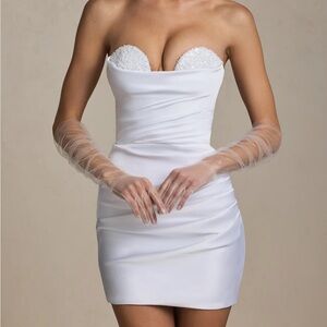 Oh Polly White Strapless Mini Dress